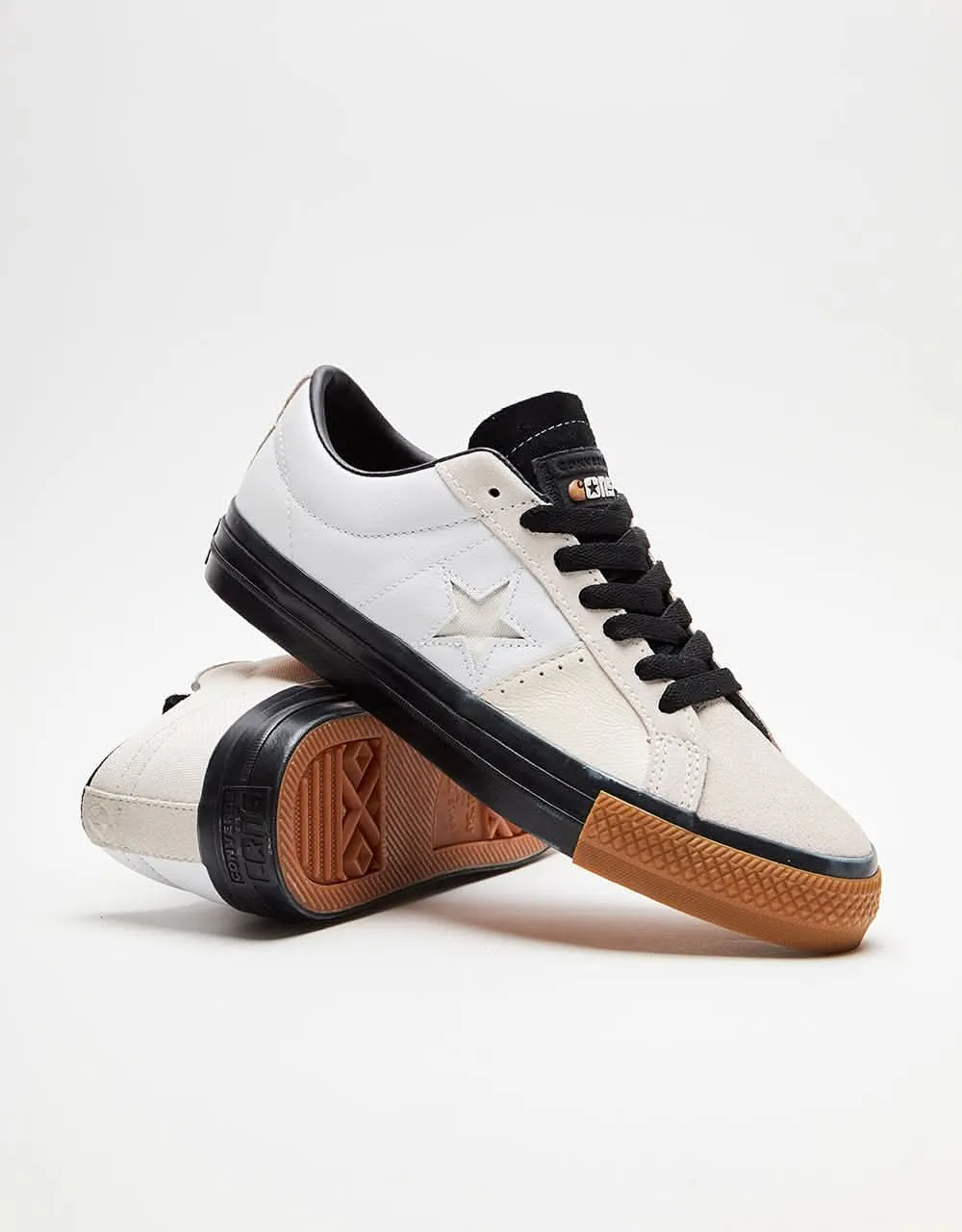 Converse x Carhartt One Star Pro Ox Skate Shoes - White/Black/Gum Honey