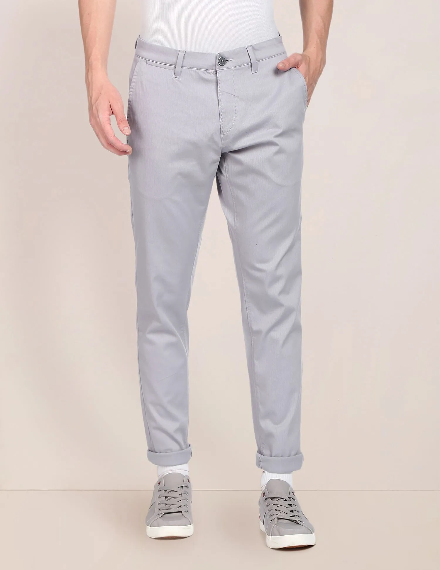 Corduroy Solid Casual Trousers