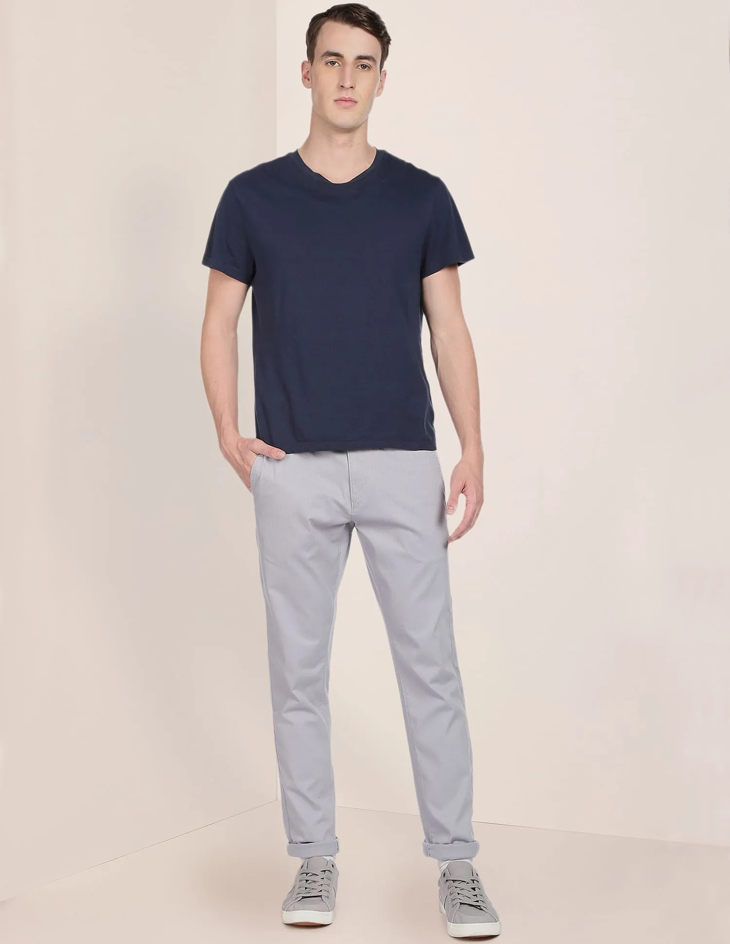 Corduroy Solid Casual Trousers