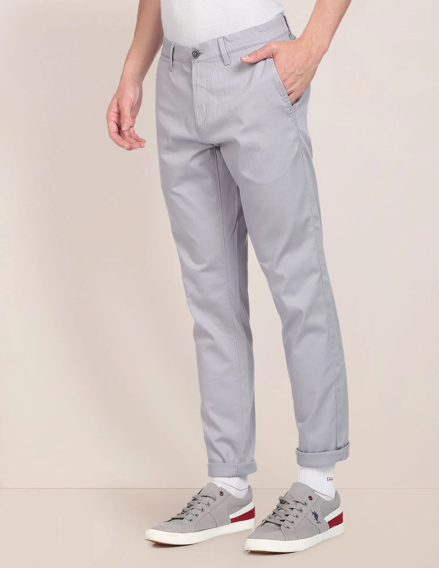 Corduroy Solid Casual Trousers