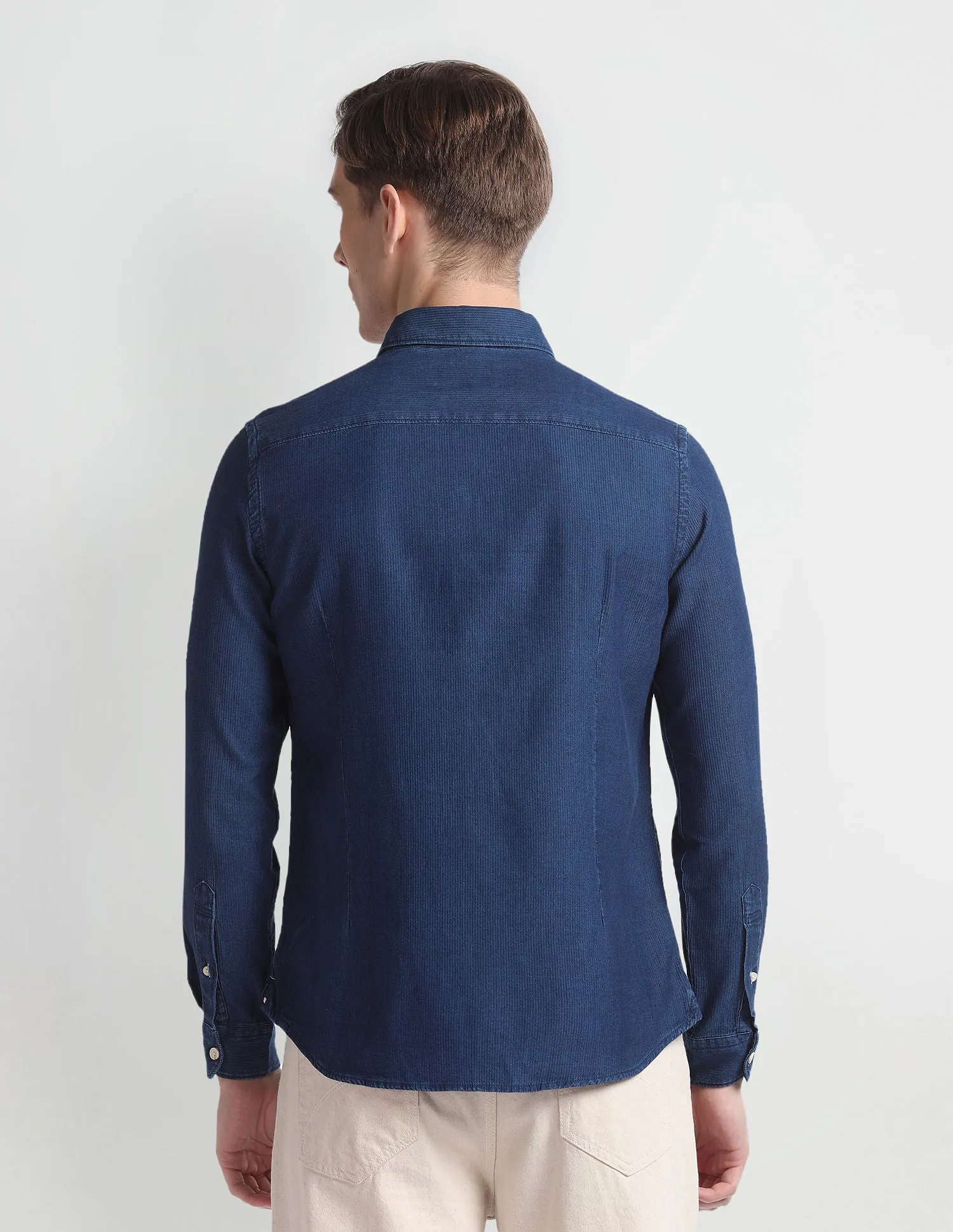 Cotton Herringbone Slim Shirt