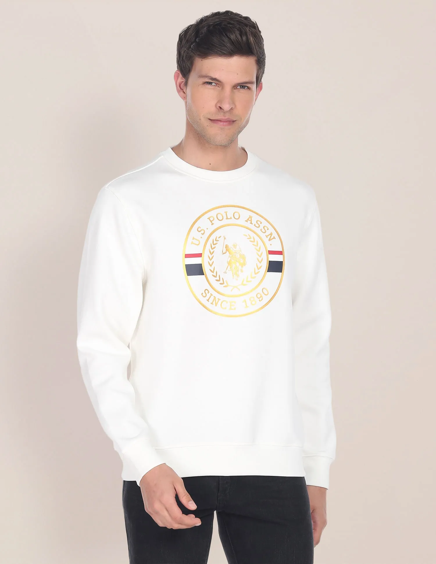 Crew Neck Brand Print Sweatshirt