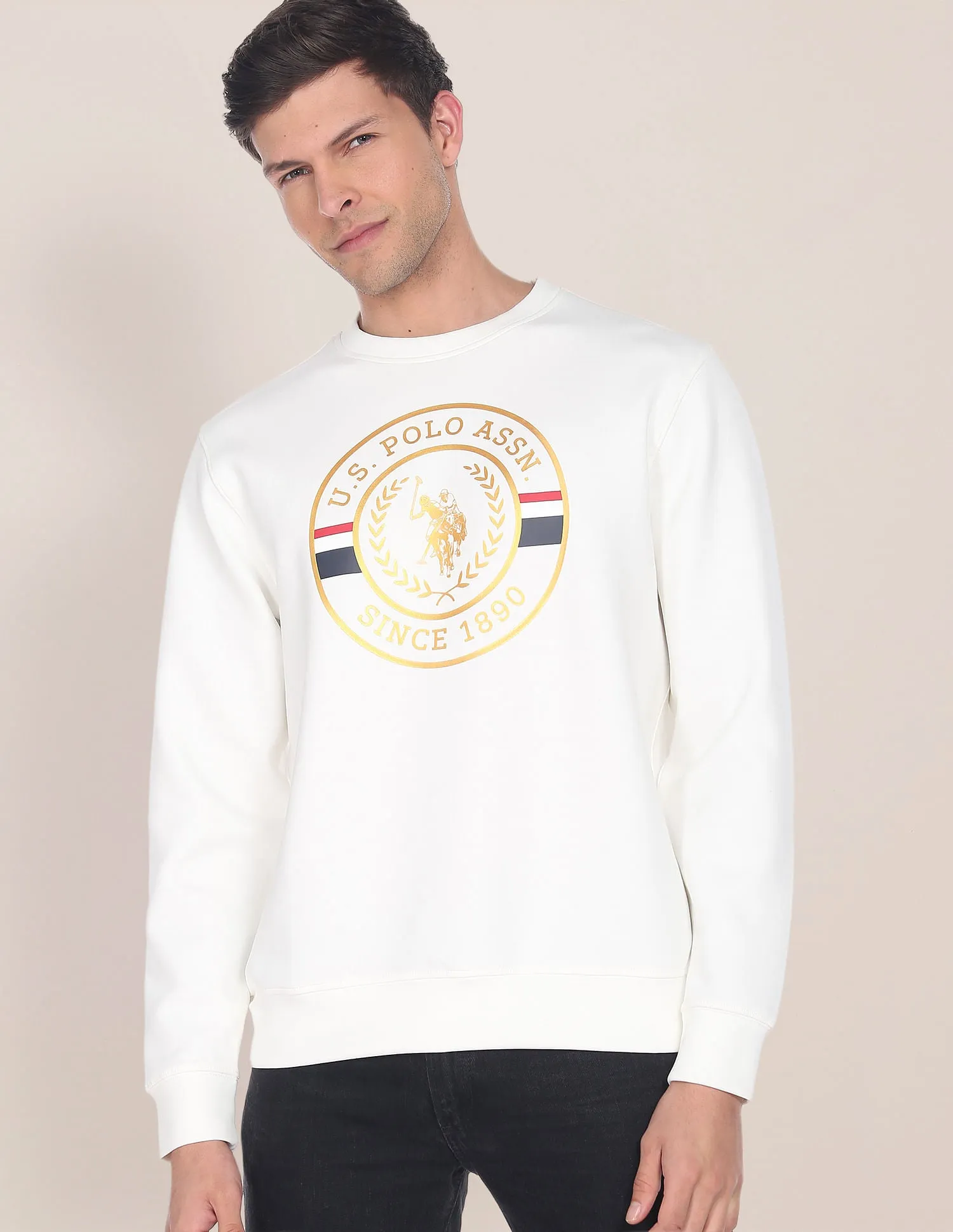 Crew Neck Brand Print Sweatshirt