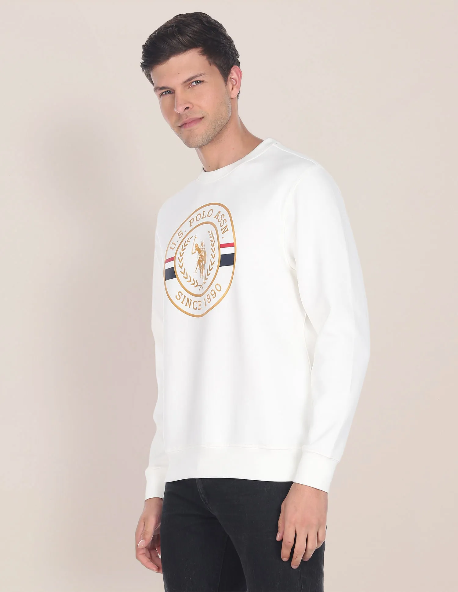 Crew Neck Brand Print Sweatshirt