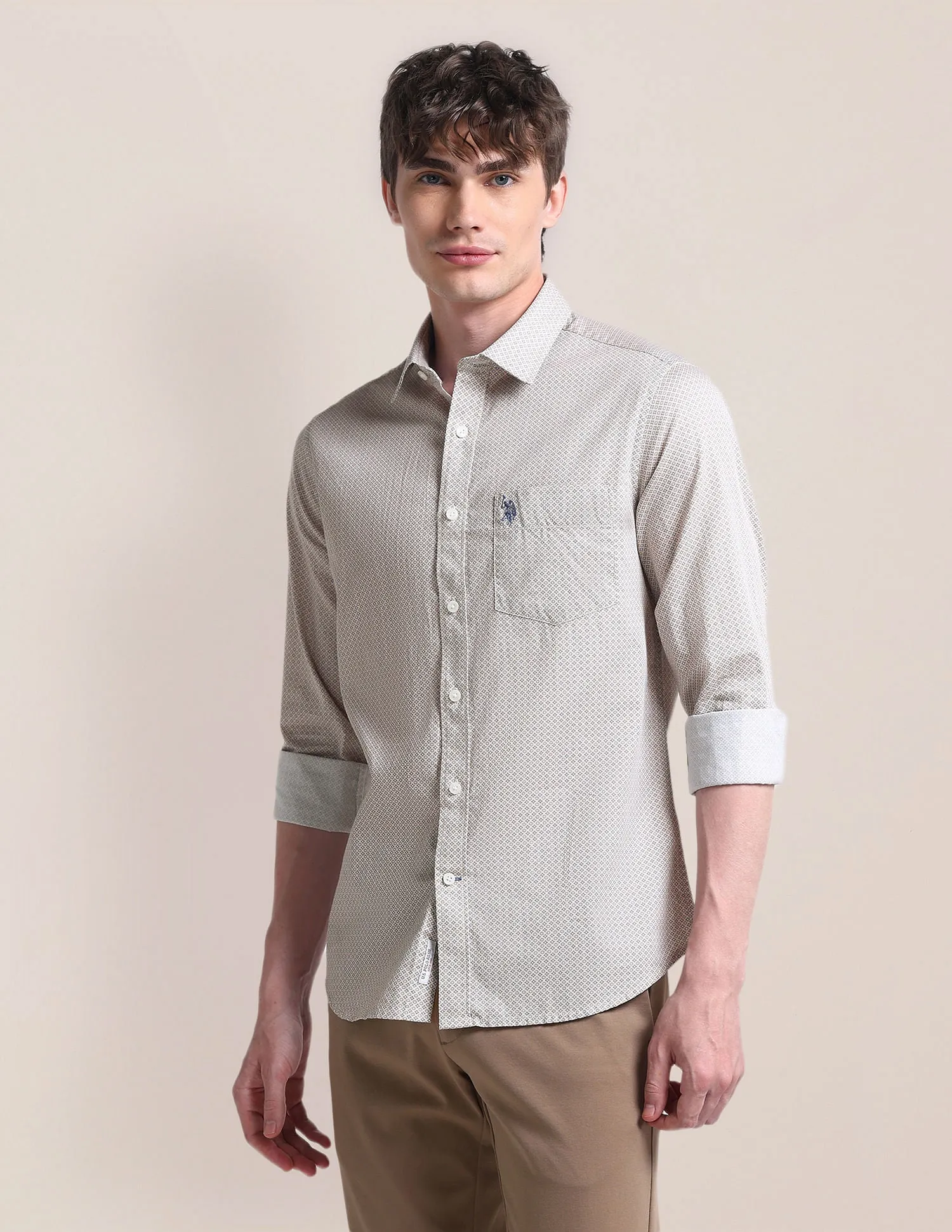 Cutaway Collar Cotton Shirt