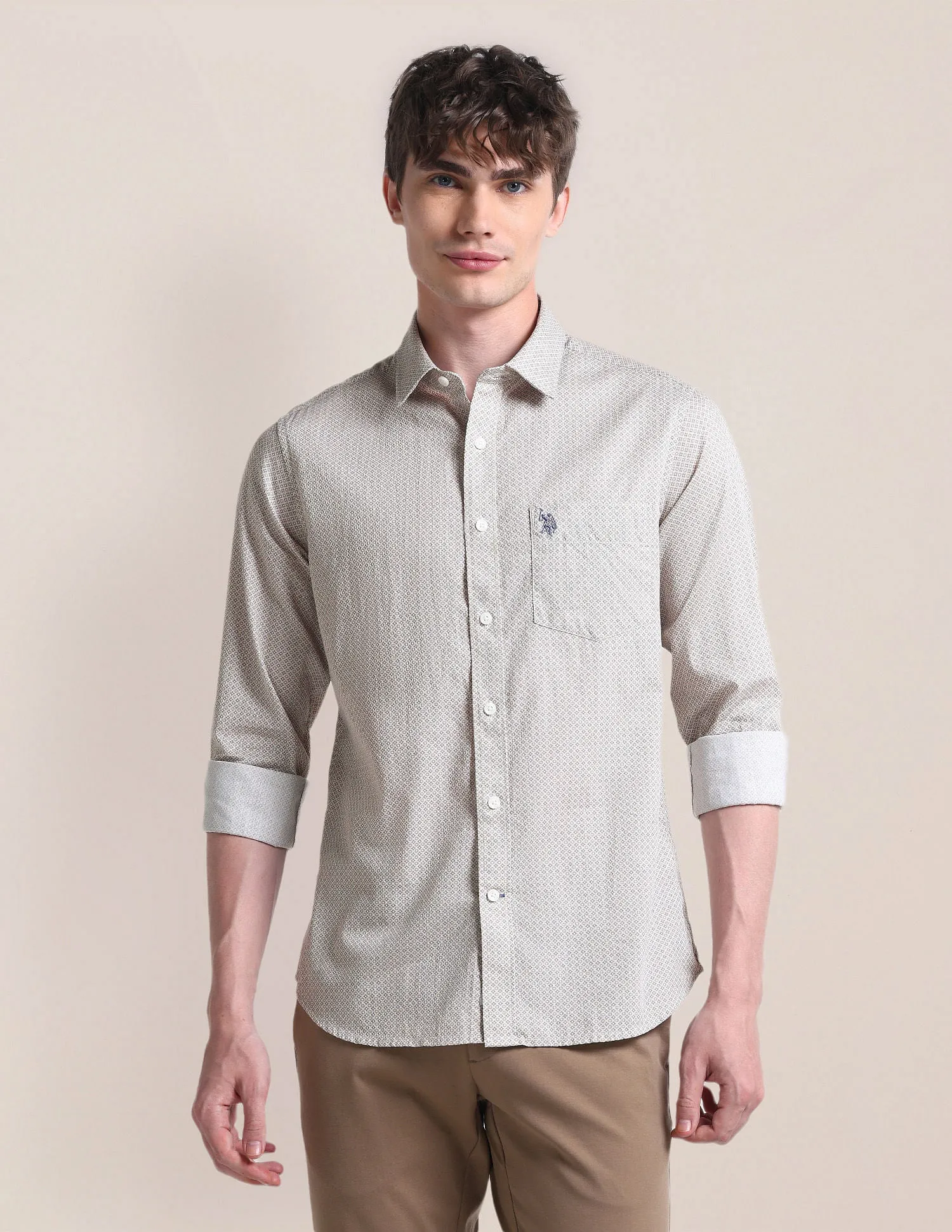 Cutaway Collar Cotton Shirt