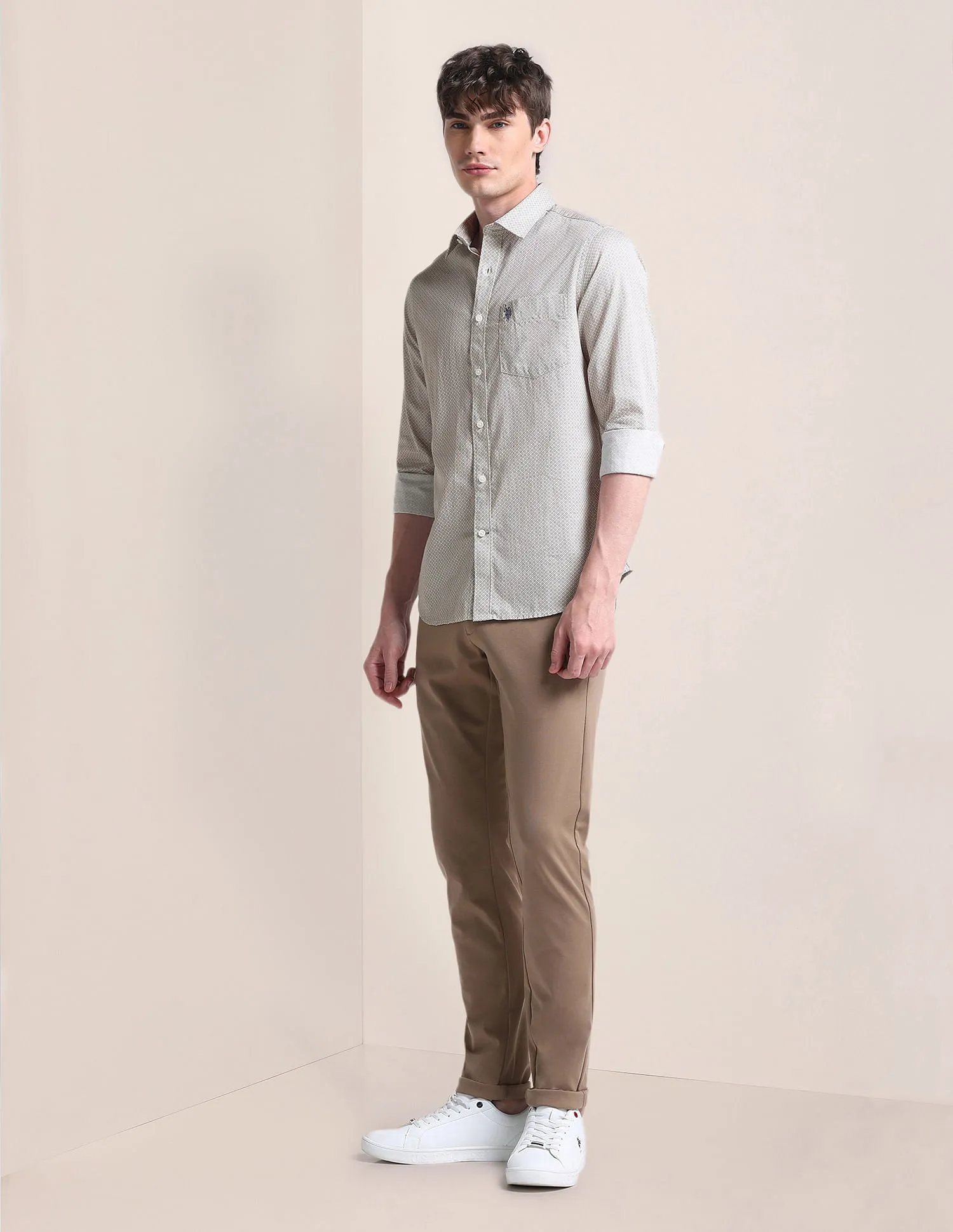 Cutaway Collar Cotton Shirt