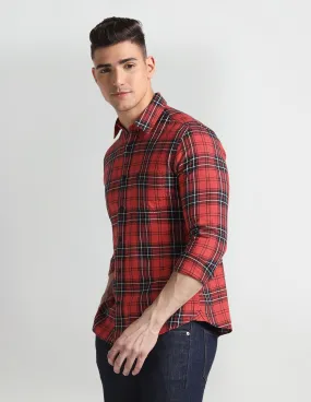 Cutaway Collar Tartan Shirt