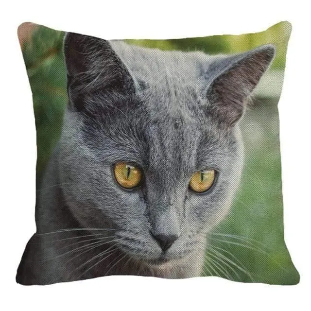 Cute British Shorthair Cat Linen Pillowcase