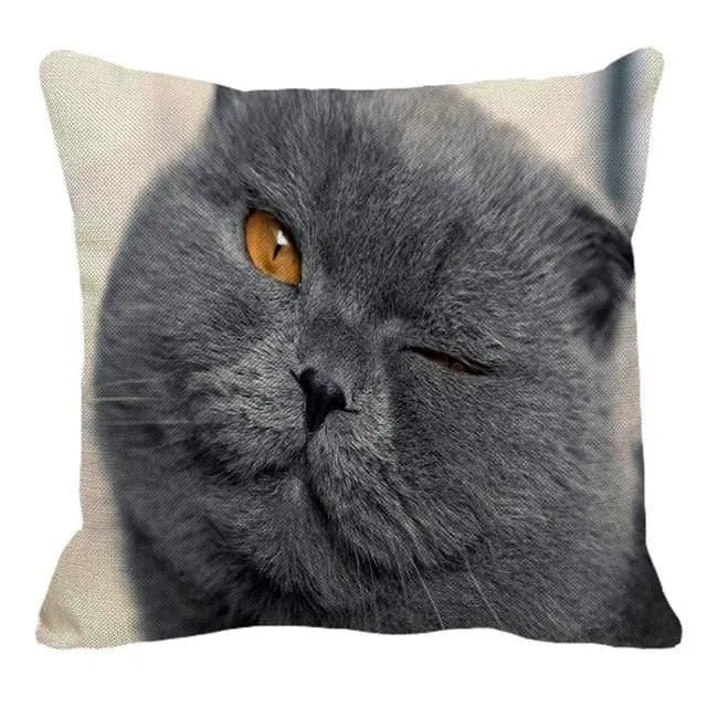 Cute British Shorthair Cat Linen Pillowcase