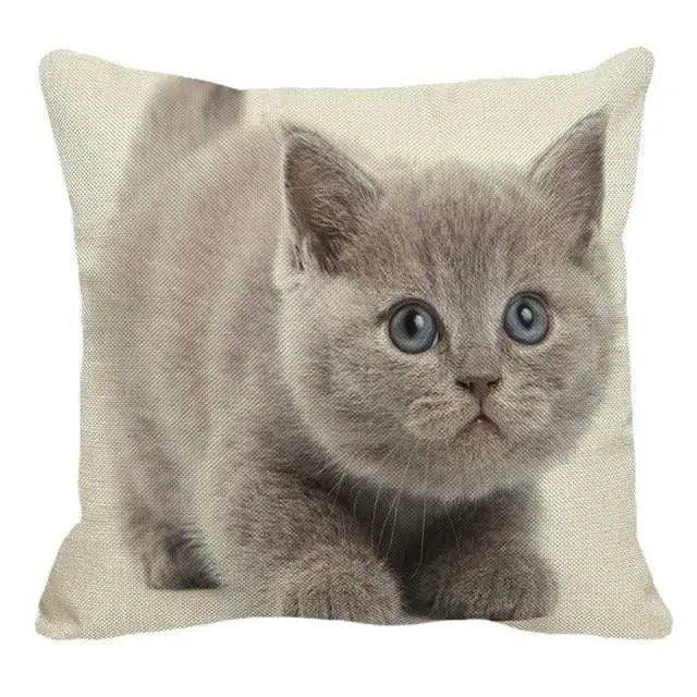 Cute British Shorthair Cat Linen Pillowcase