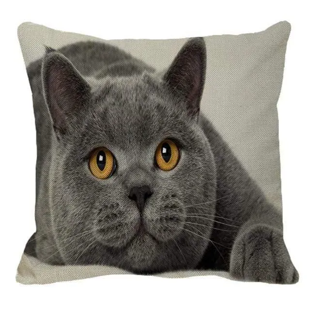 Cute British Shorthair Cat Linen Pillowcase