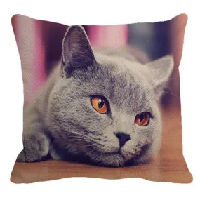 Cute British Shorthair Cat Linen Pillowcase