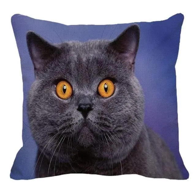 Cute British Shorthair Cat Linen Pillowcase