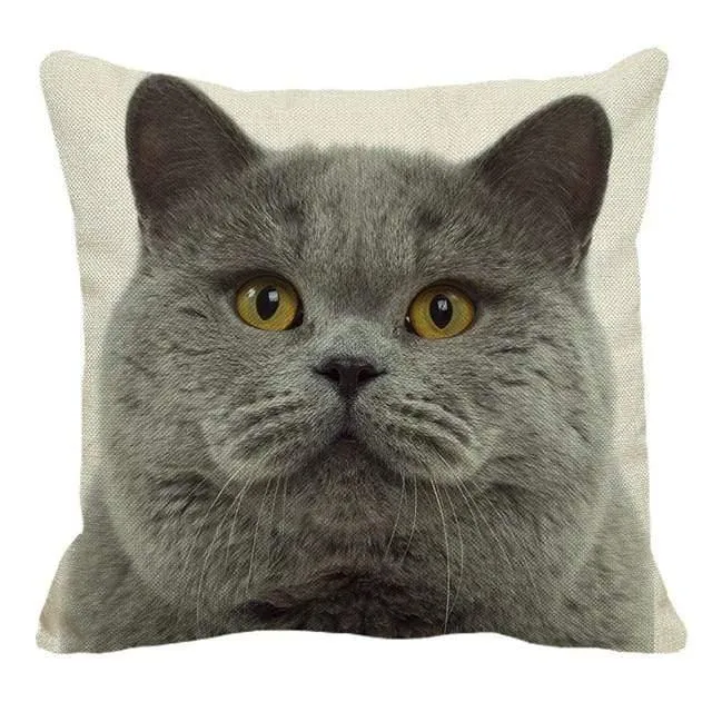 Cute British Shorthair Cat Linen Pillowcase