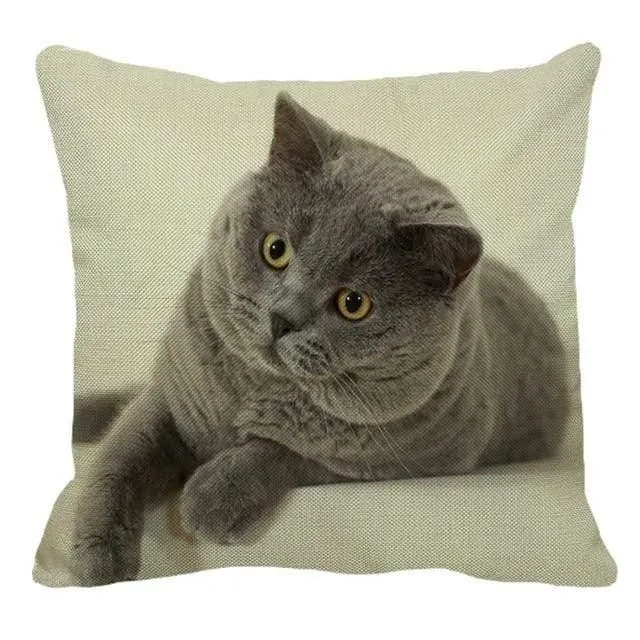 Cute British Shorthair Cat Linen Pillowcase