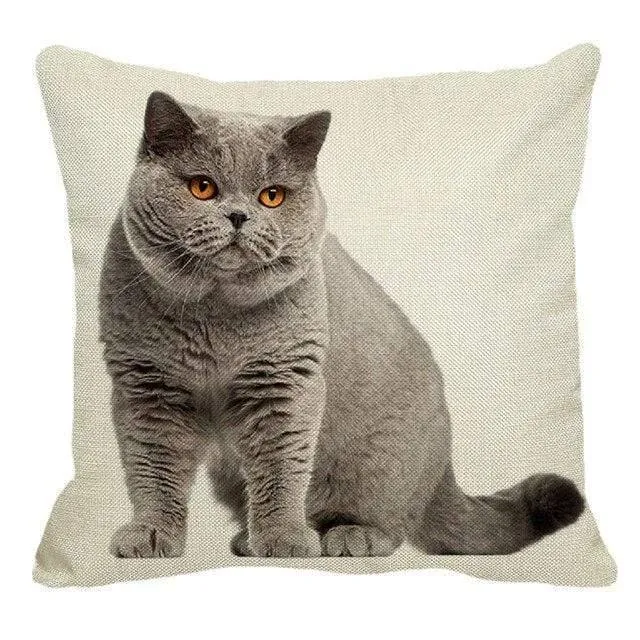 Cute British Shorthair Cat Linen Pillowcase