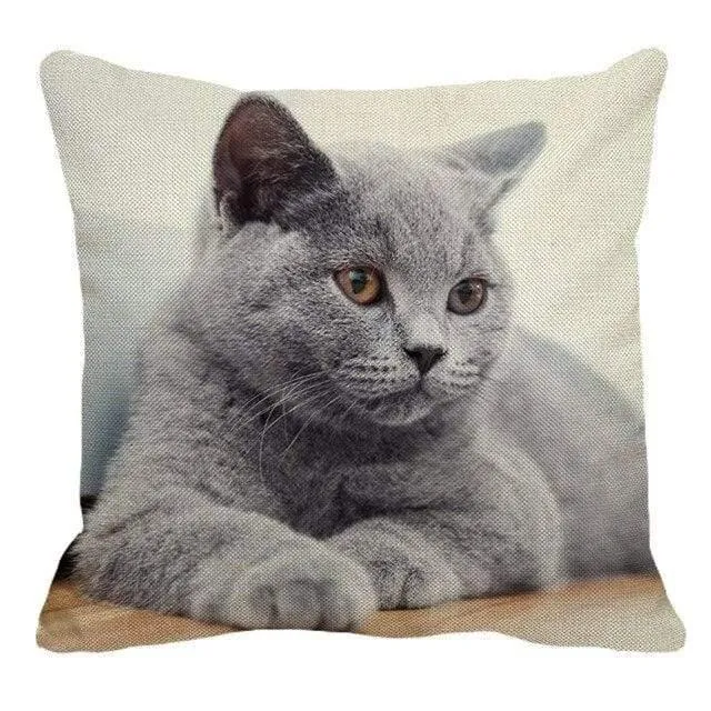 Cute British Shorthair Cat Linen Pillowcase