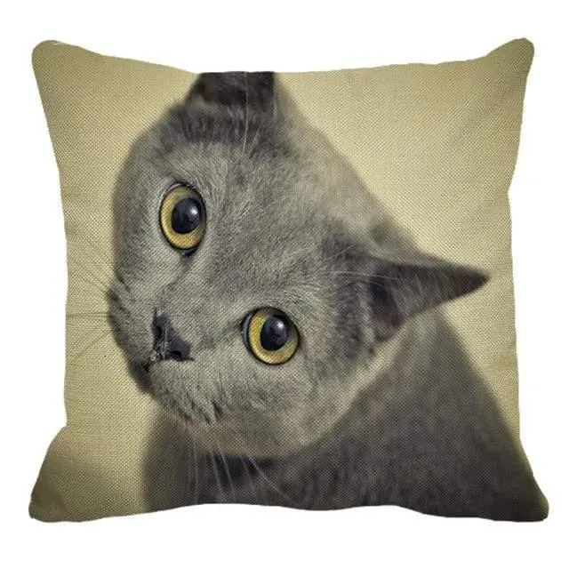 Cute British Shorthair Cat Linen Pillowcase