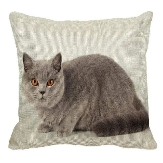 Cute British Shorthair Cat Linen Pillowcase