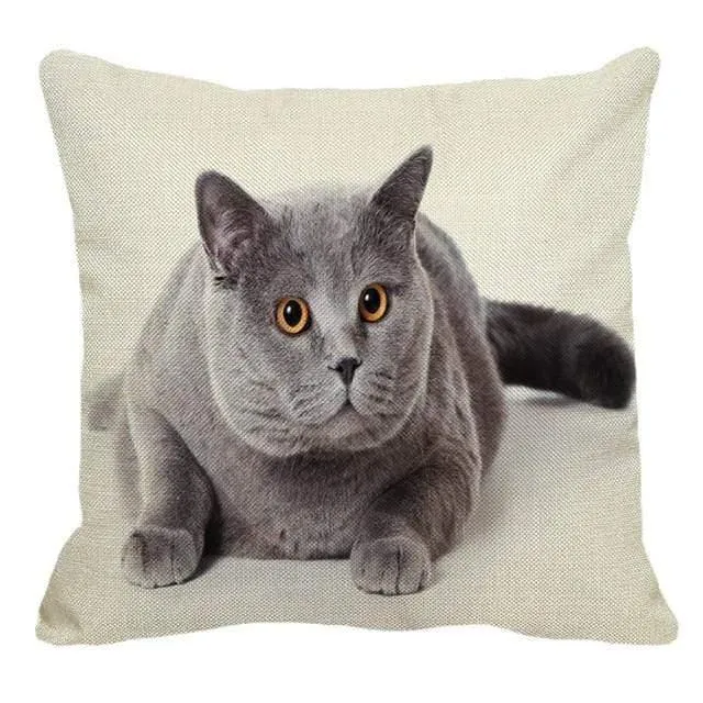 Cute British Shorthair Cat Linen Pillowcase