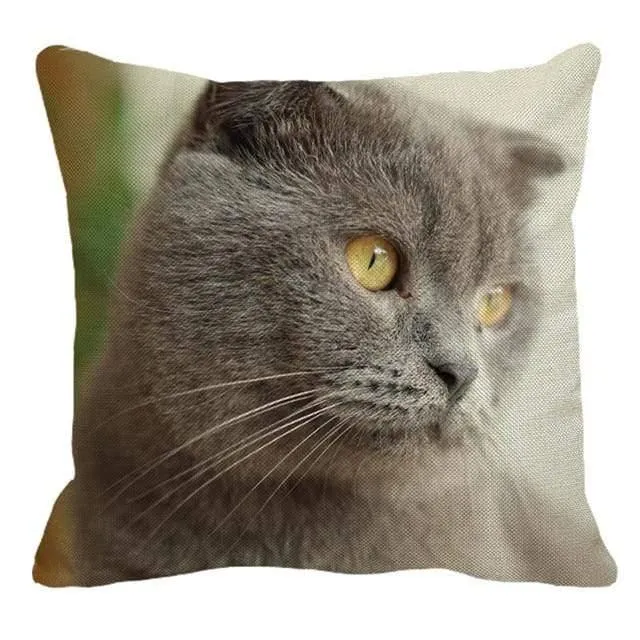 Cute British Shorthair Cat Linen Pillowcase