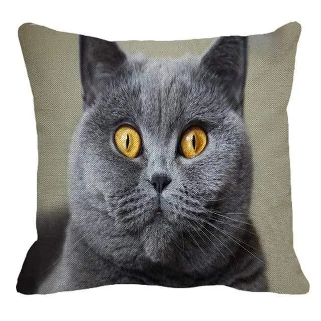 Cute British Shorthair Cat Linen Pillowcase