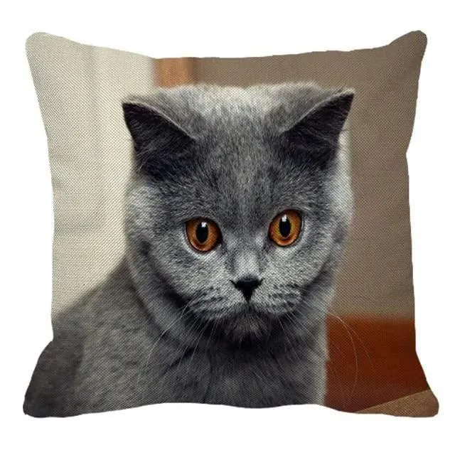 Cute British Shorthair Cat Linen Pillowcase