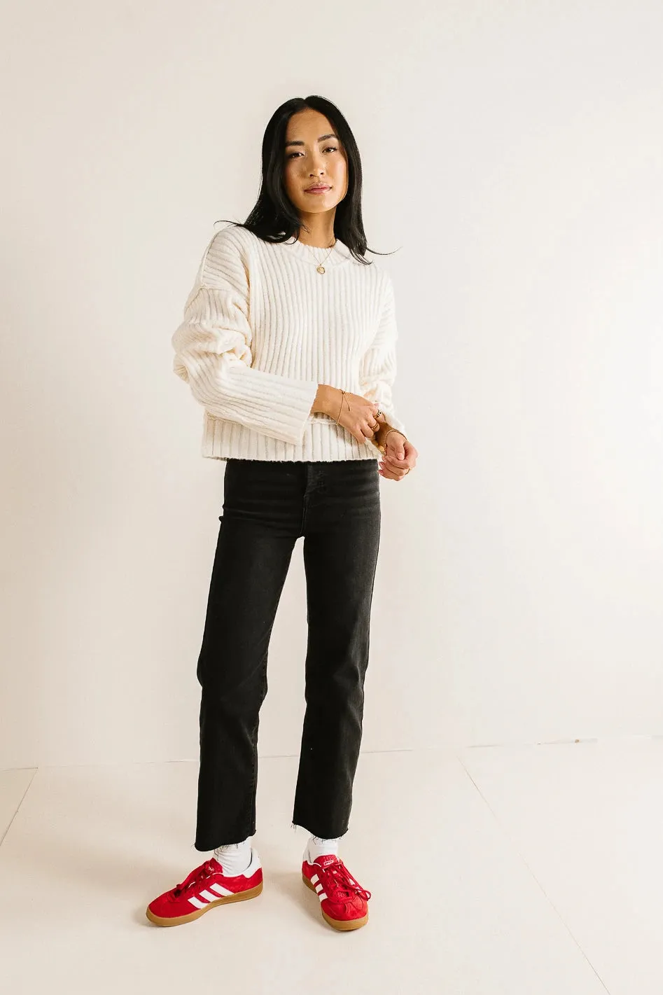 Daniela Ribbed Sweater in Cream - FINAL SALE