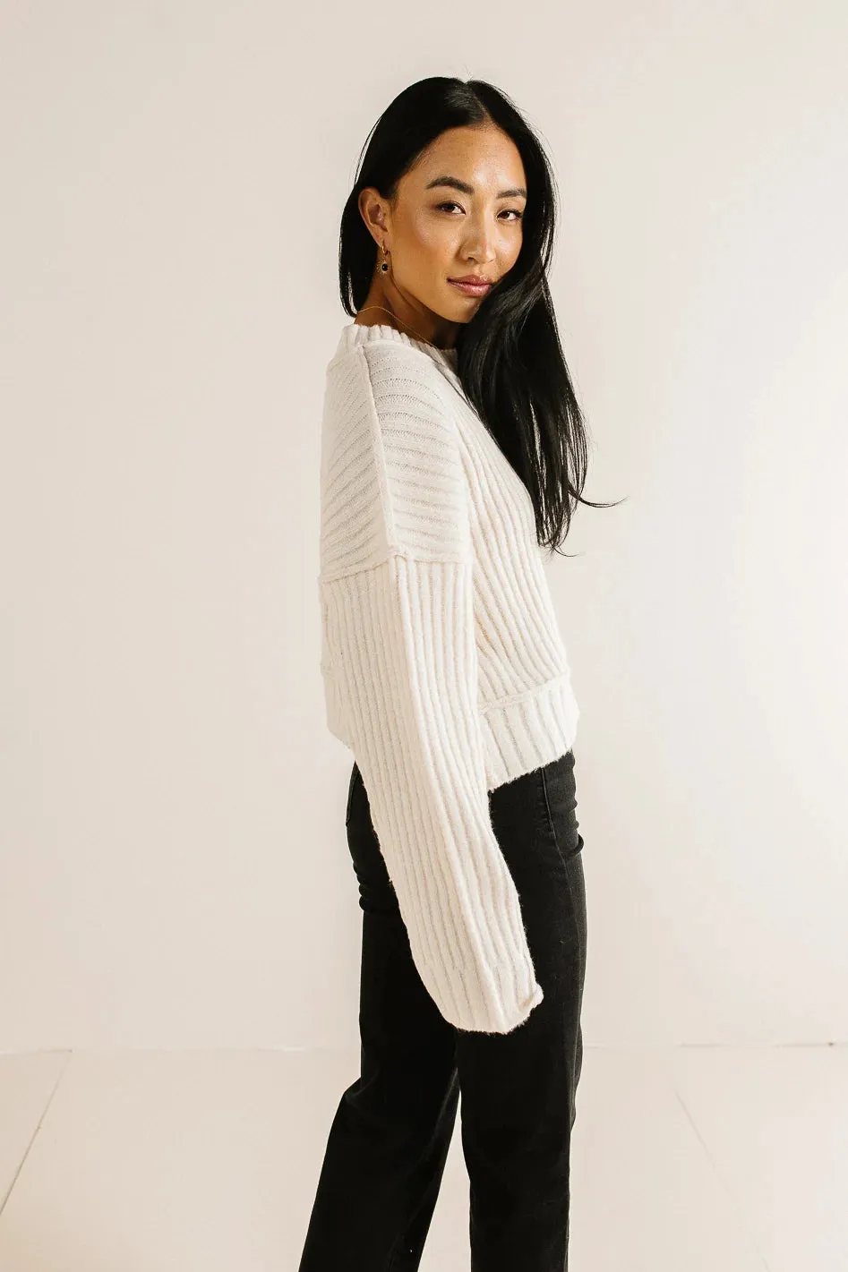 Daniela Ribbed Sweater in Cream - FINAL SALE