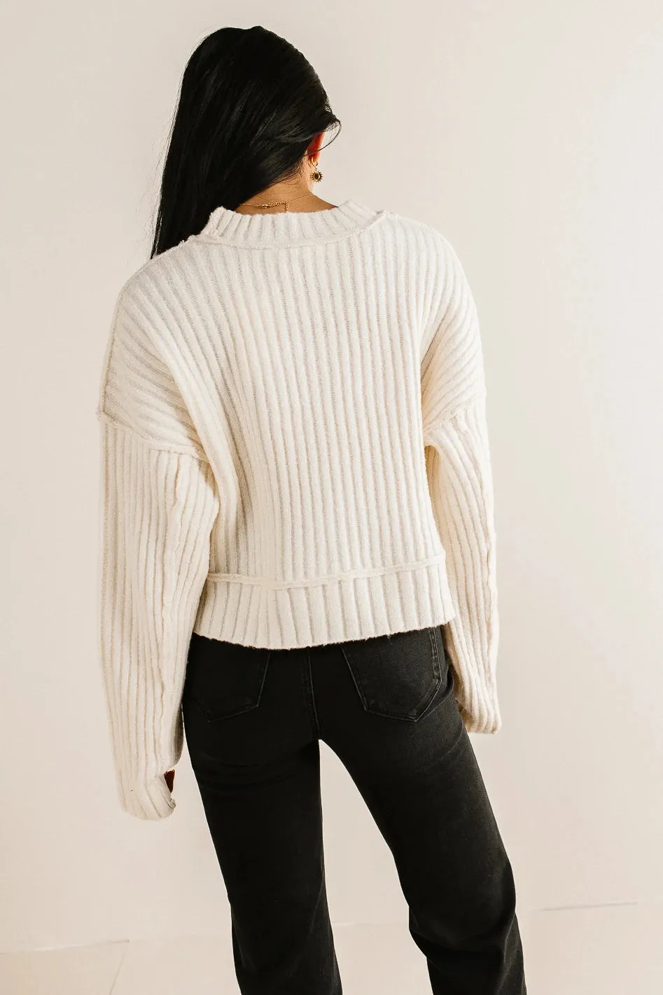 Daniela Ribbed Sweater in Cream - FINAL SALE