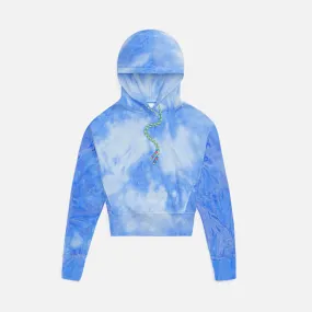 Dannijo Cropped Hoodie with Beaded String - Blue