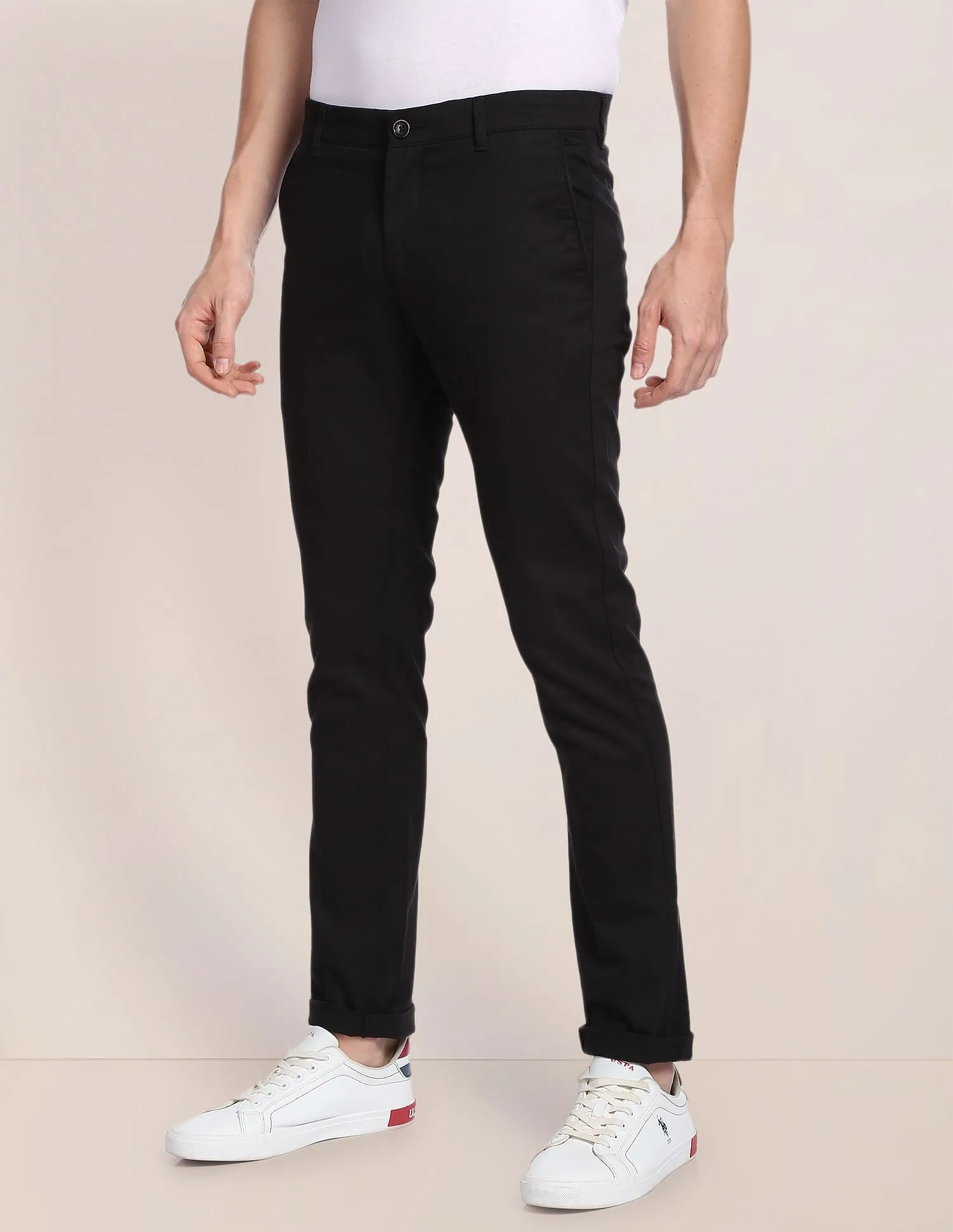 Denver Slim Fit Textured Casual Trousers