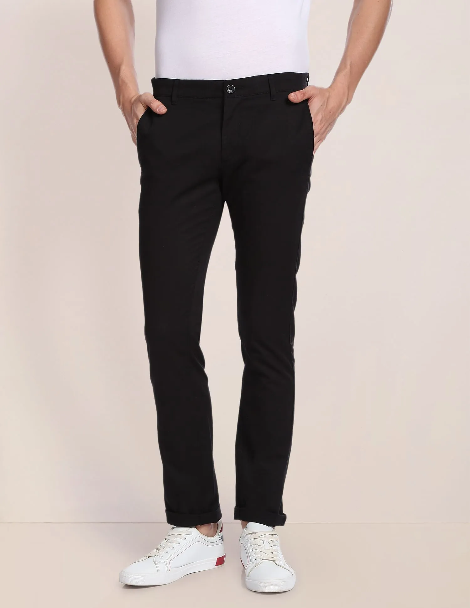 Denver Slim Fit Textured Casual Trousers