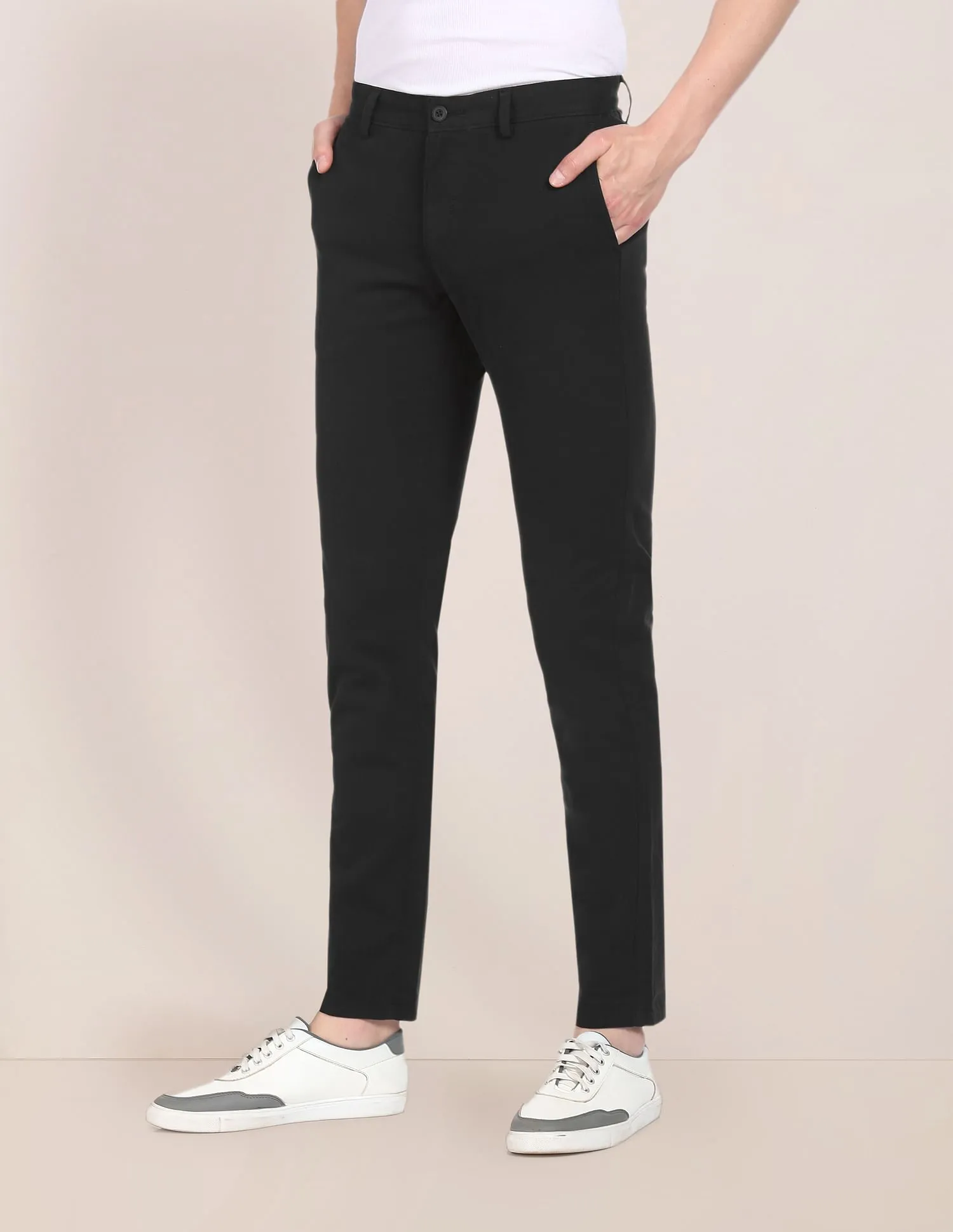 Denver Slim Fit Twill Solid Casual Trousers