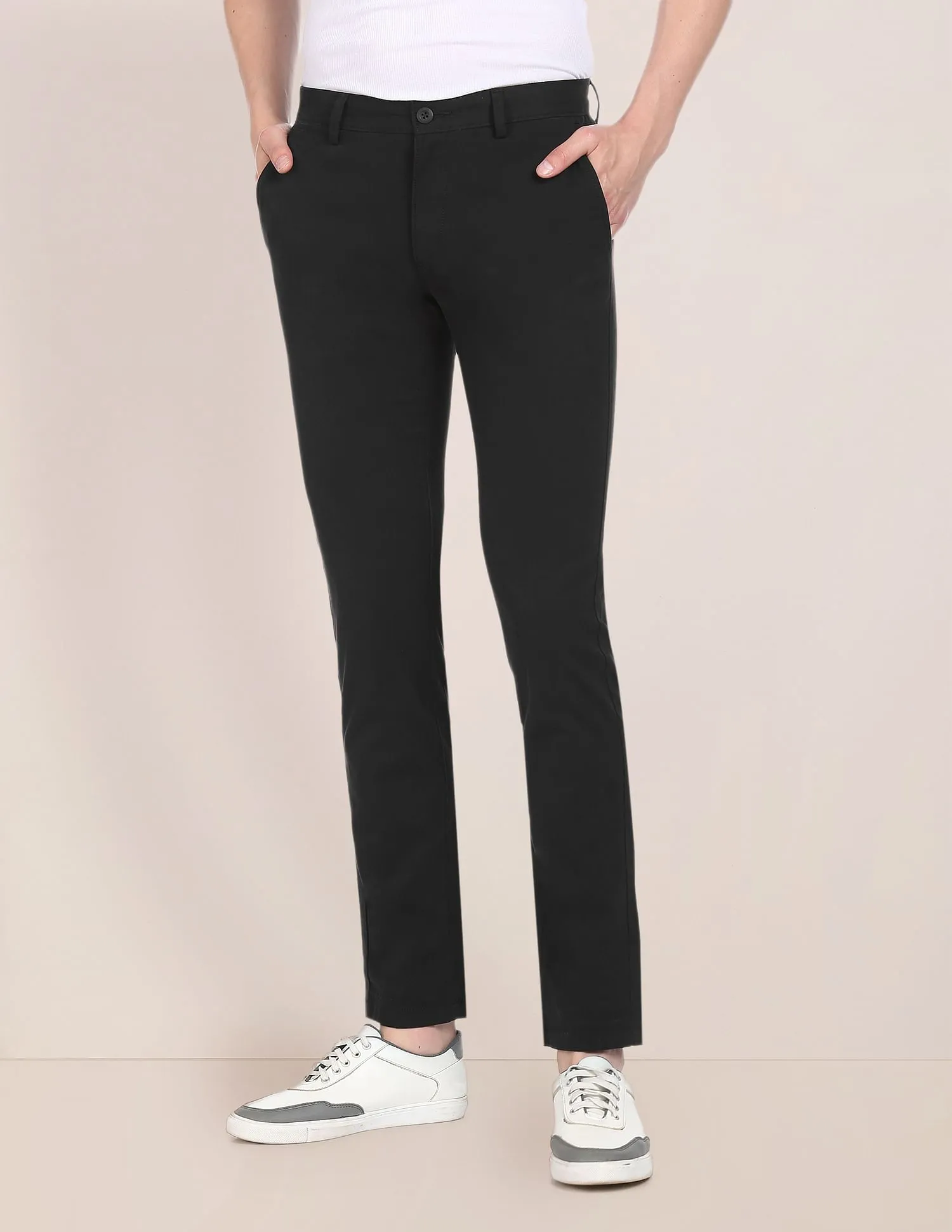 Denver Slim Fit Twill Solid Casual Trousers