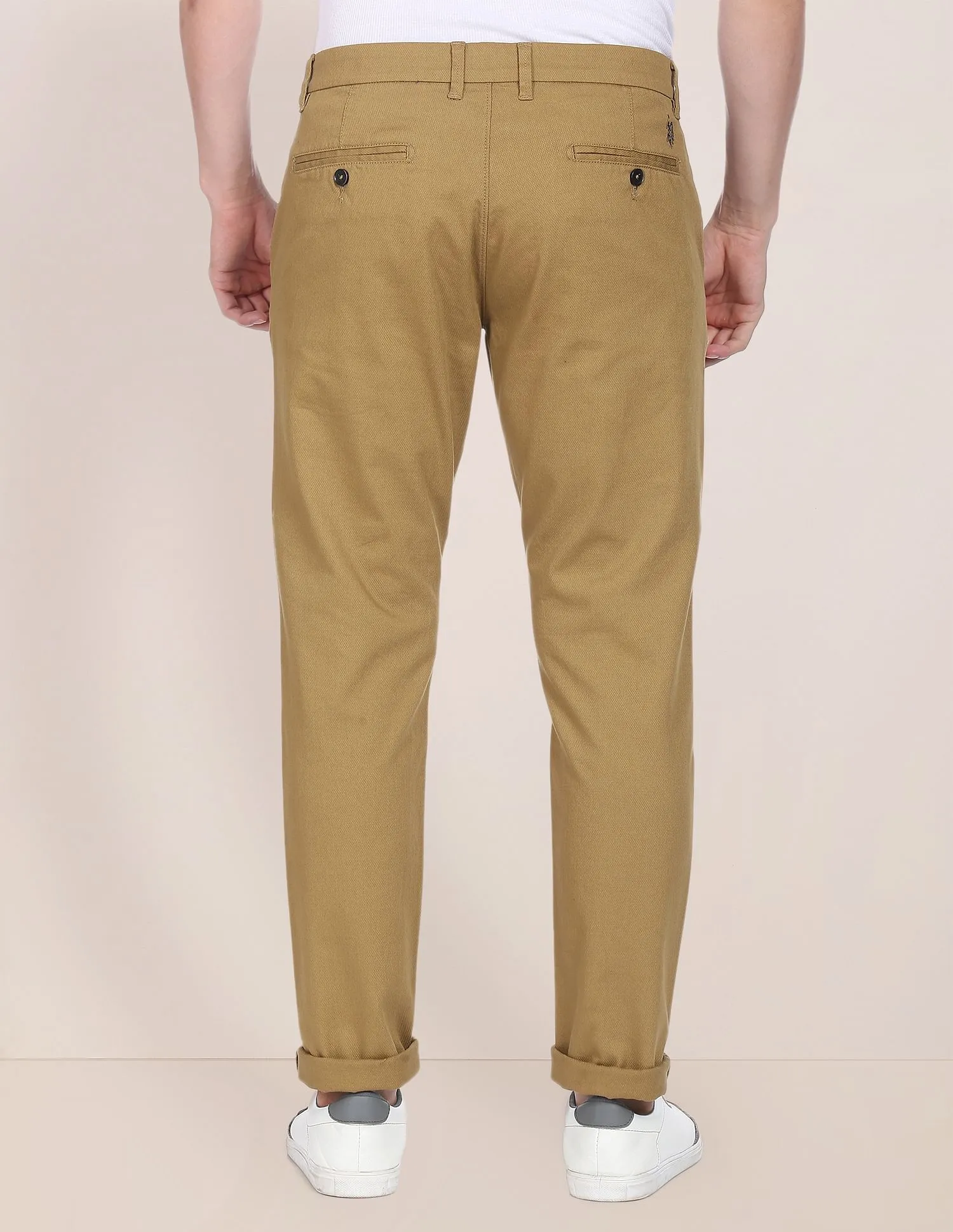 Dobby Austin Trim Fit Solid Casual Trousers