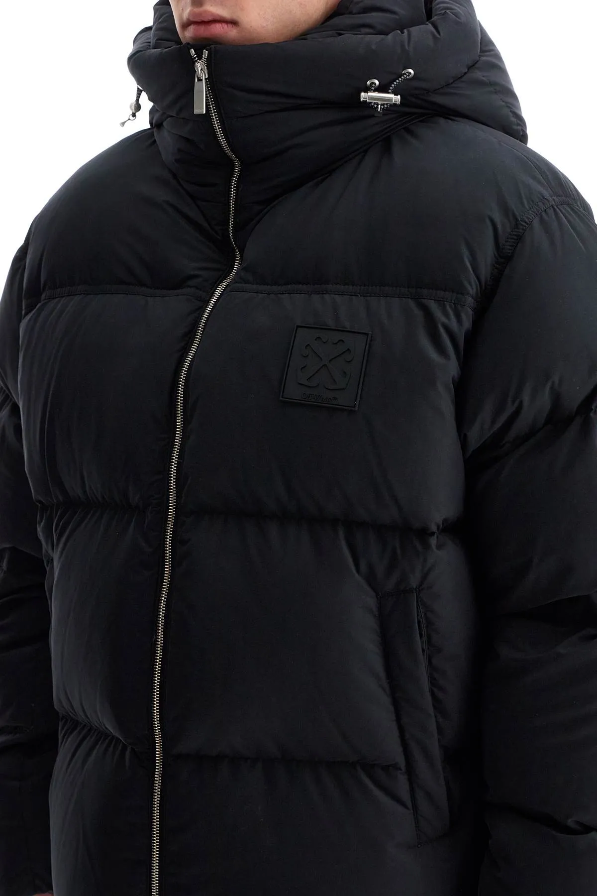 DOWN JACKET WITH LOGO PATCH