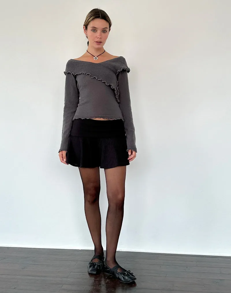 Febby Sheer Knit Jumper in Dark Charcoal