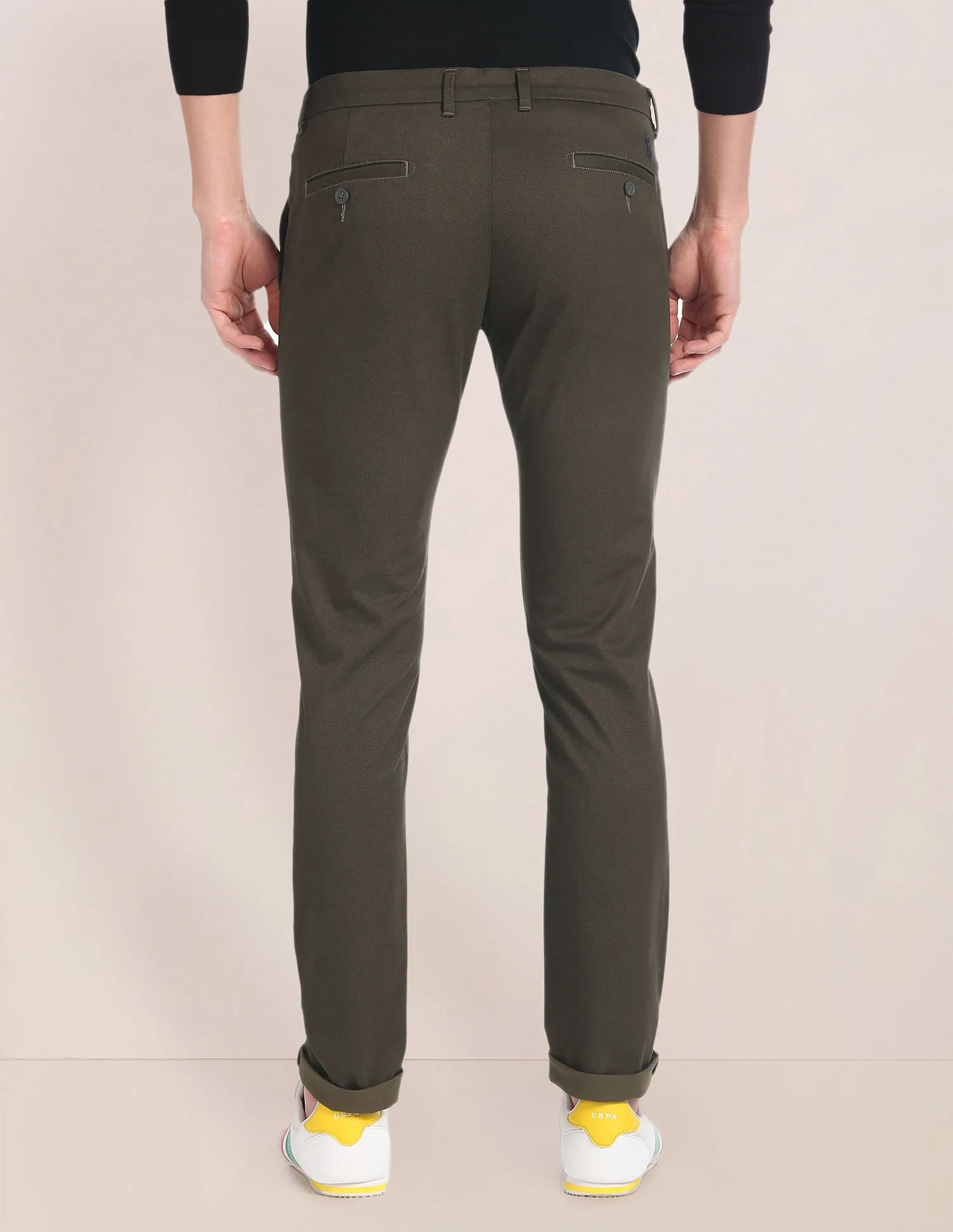 Flat Front Solid Trousers