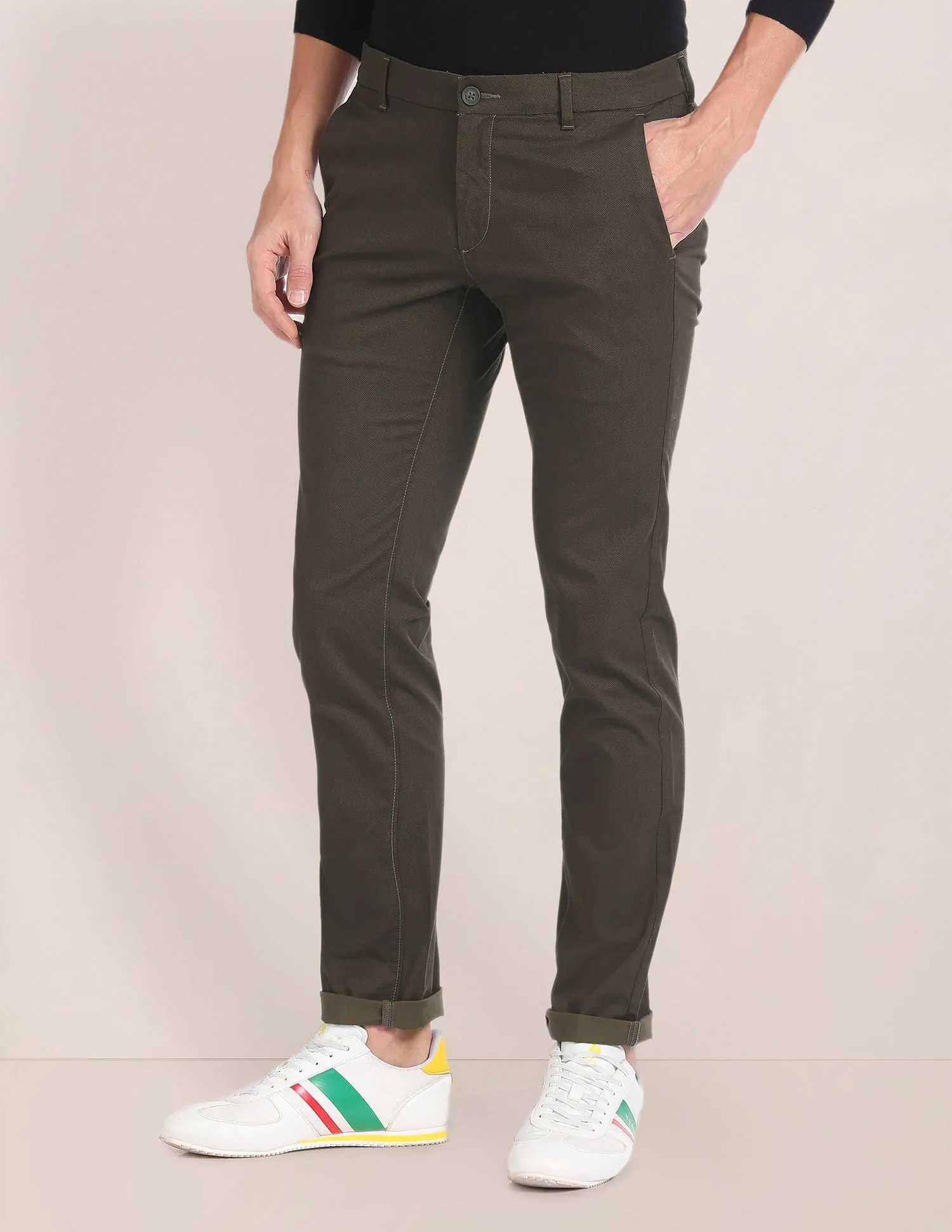 Flat Front Solid Trousers