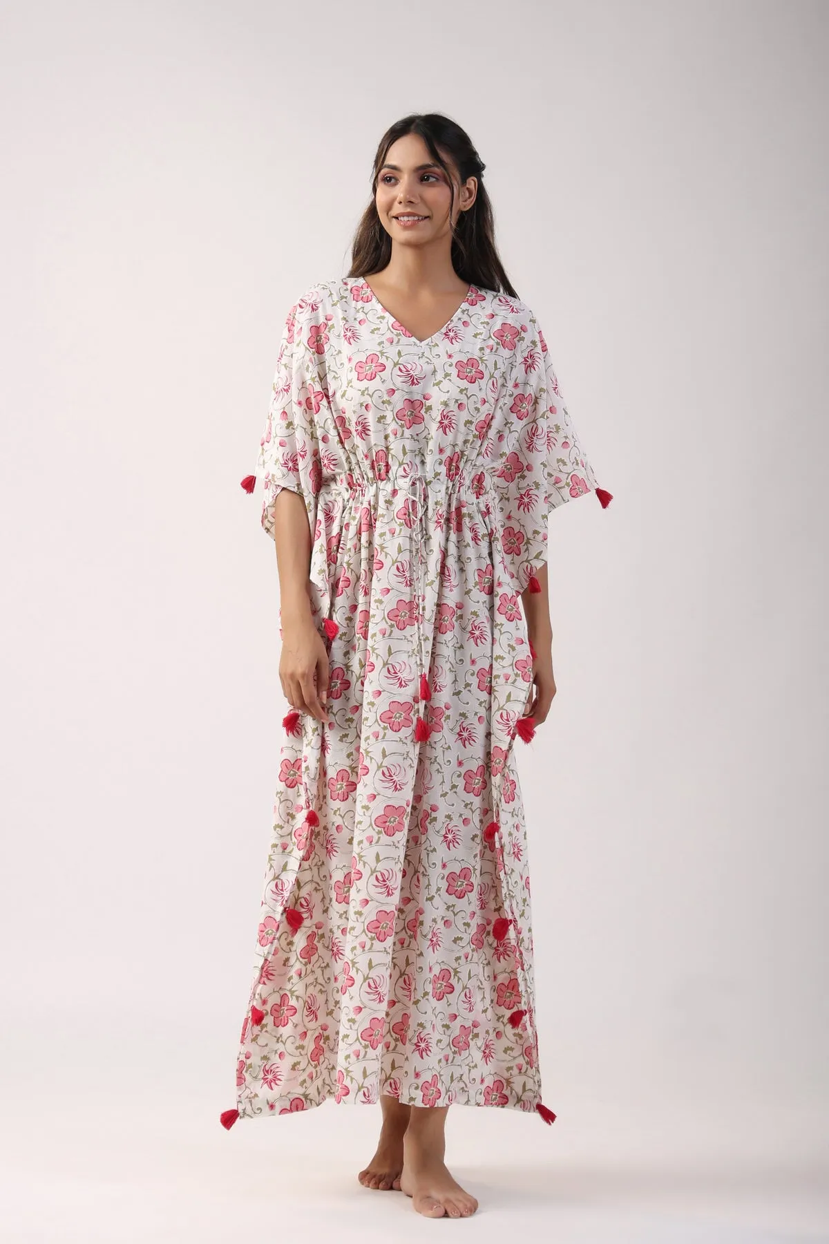 Flower Pop Cotton Kaftan