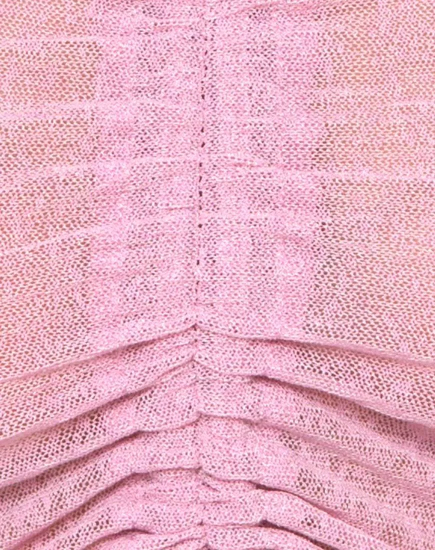 Ganida Crop Top in Sheer Knit Blush