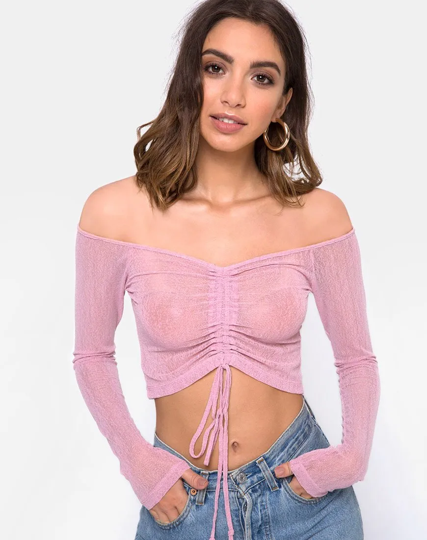 Ganida Crop Top in Sheer Knit Blush