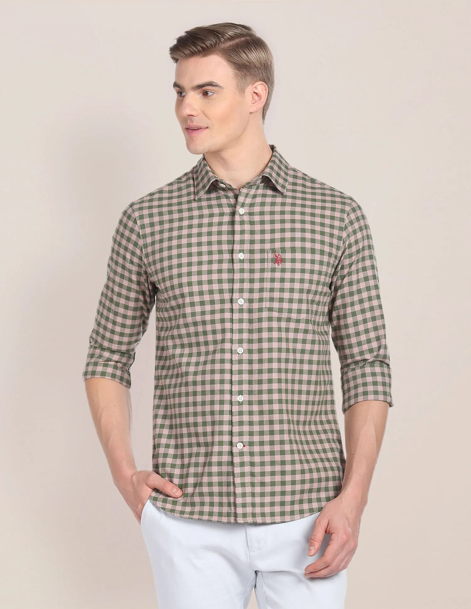 Gingham Check Cotton Shirt