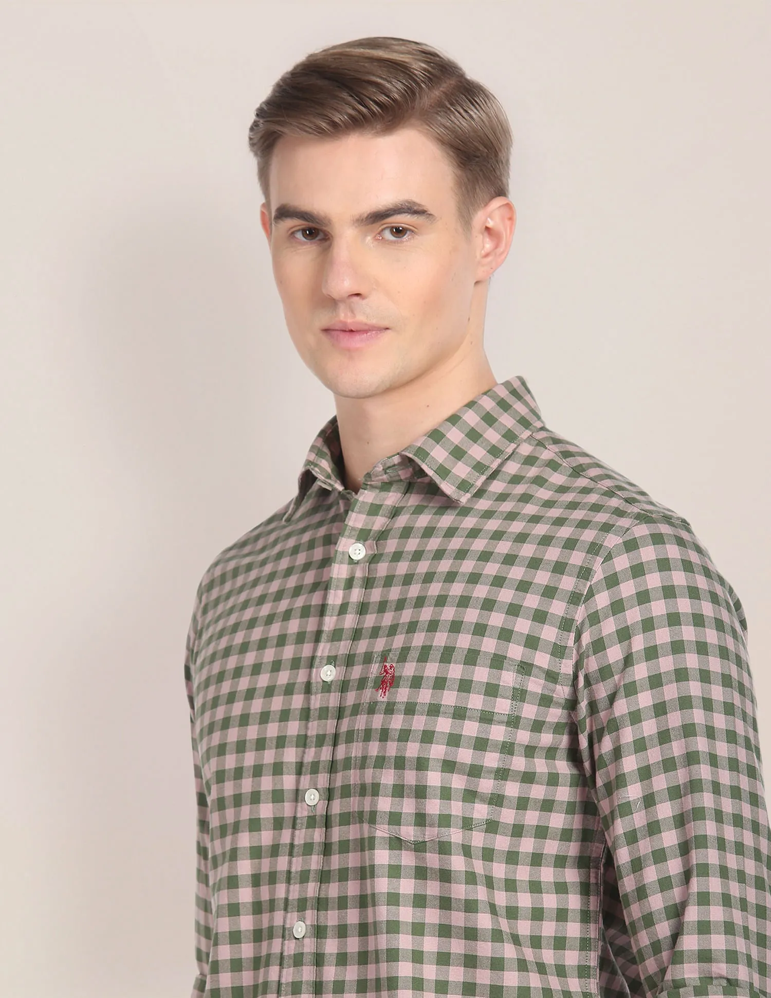 Gingham Check Cotton Shirt