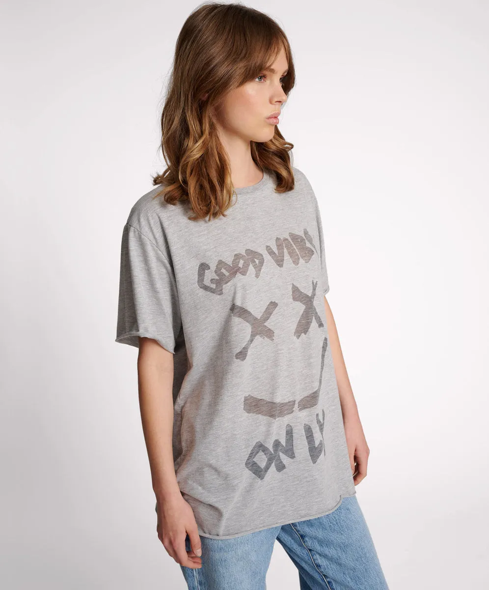 Good Vibes Only Oversized Tee - Charcoal