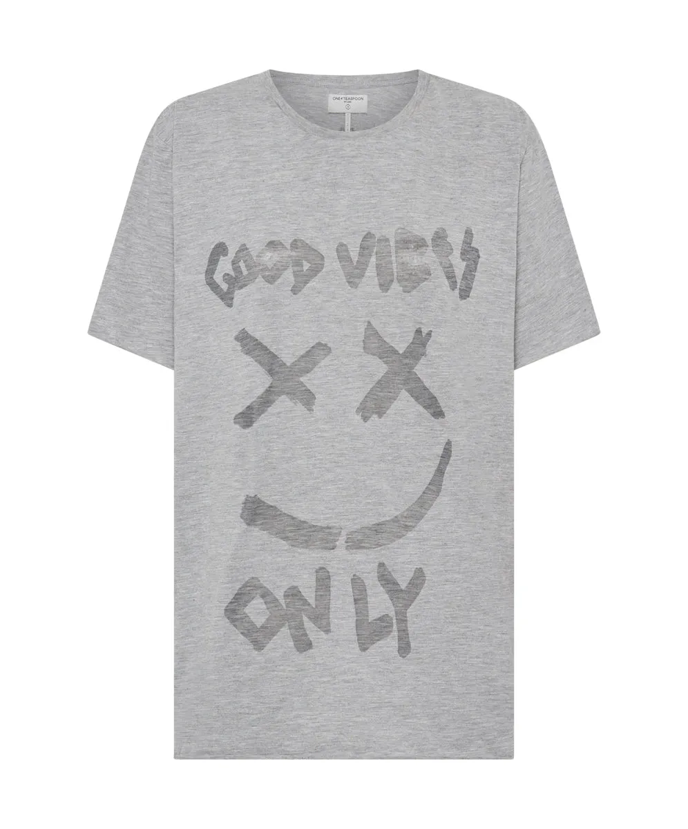 Good Vibes Only Oversized Tee - Charcoal