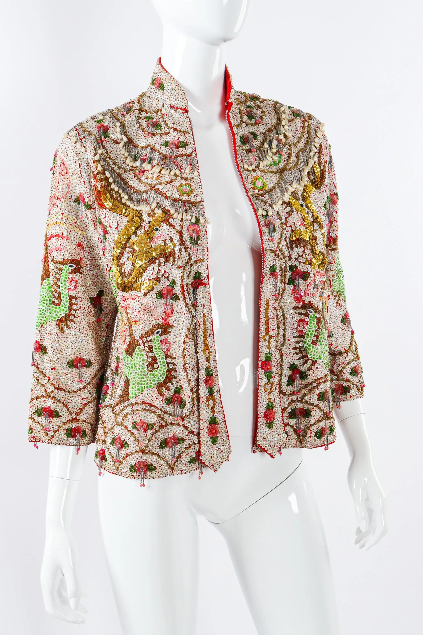 Hibiscus Sequined Mandarin Jacket