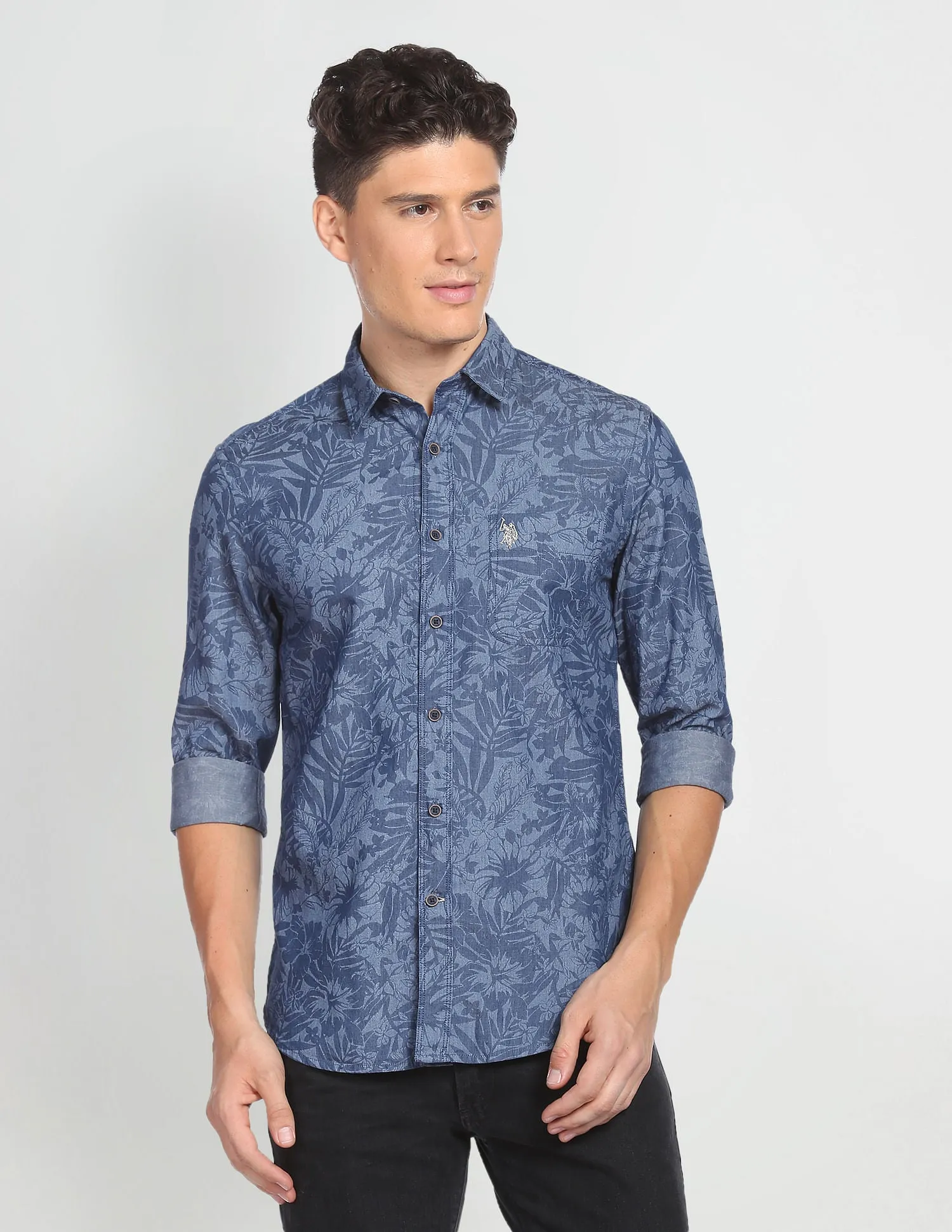 Indigo Classic Floral Print Shirt